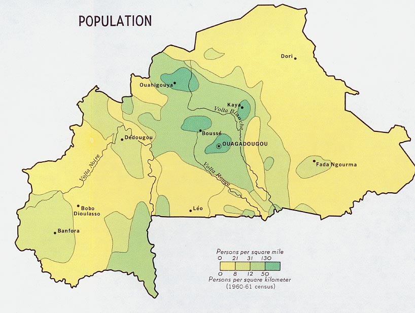 burkiana faso population map 1968